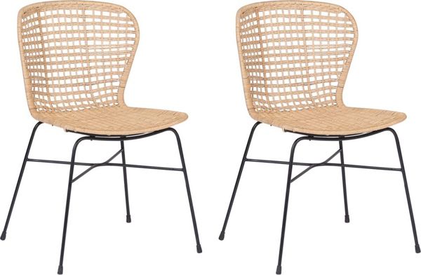 Beliani Σετ 2 Καρέκλες Τραπεζαρίας ELFROS, Rattan, Μπεζ Χρώμα