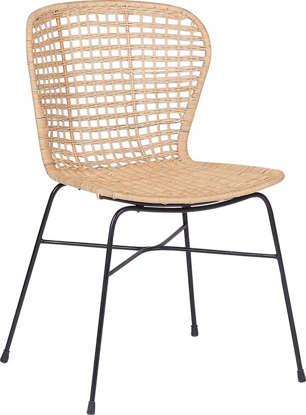 Beliani Σετ 2 Καρέκλες Τραπεζαρίας ELFROS, Rattan, Μπεζ Χρώμα