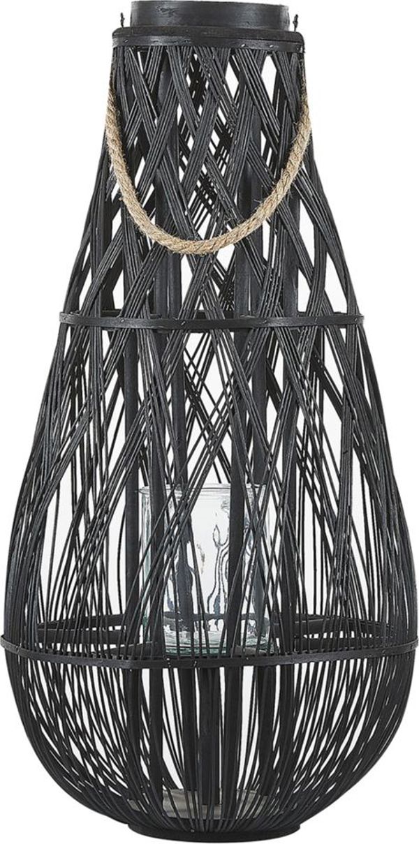 Beliani Ξύλινο φανάρι 77 cm μαύρο TONGA 8082962 4251682204491