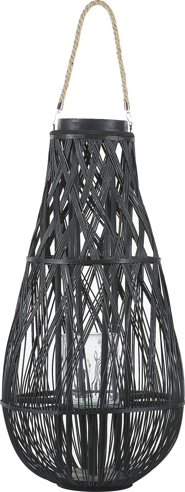 Beliani Ξύλινο φανάρι 77 cm μαύρο TONGA 8082962 4251682204491