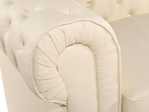 Beliani Πολυθρόνα Chesterfield Δερμάτινη 8083465 Κρεμ, Κλασικό Αγγλικό Στυλ