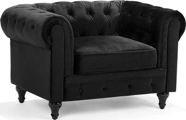 Beliani Πολυθρόνα Chesterfield Μαύρη Βελούδινη - Κλασικό Αγγλικό Στυλ