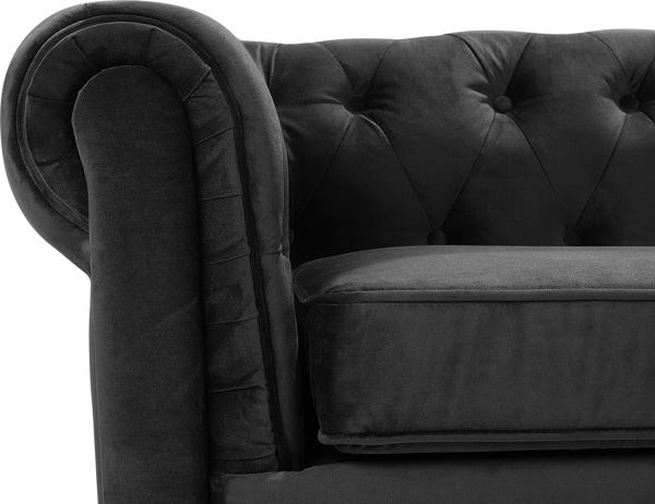 Beliani Πολυθρόνα Chesterfield Μαύρη Βελούδινη - Κλασικό Αγγλικό Στυλ