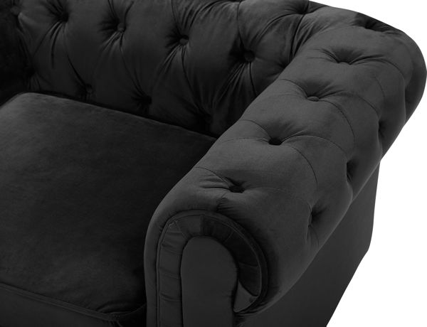Beliani Πολυθρόνα Chesterfield Μαύρη Βελούδινη - Κλασικό Αγγλικό Στυλ