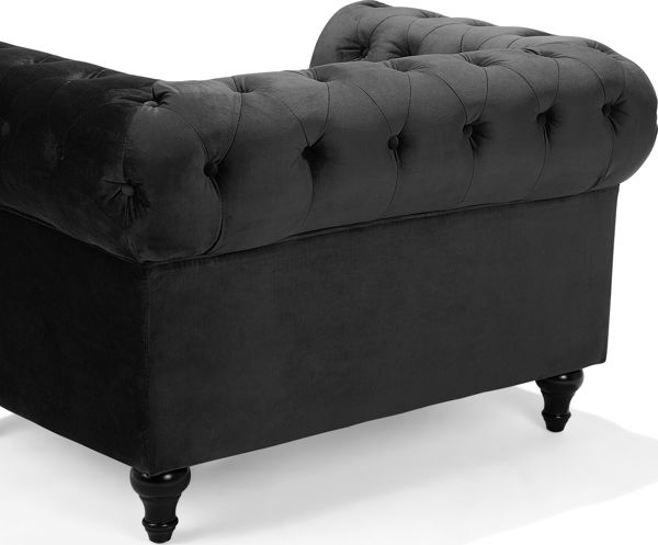 Beliani Πολυθρόνα Chesterfield Μαύρη Βελούδινη - Κλασικό Αγγλικό Στυλ