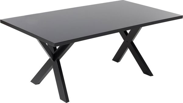 Τραπεζαρία Beliani LISALA 180x100cm, Μαύρο Τραπέζι Τραπεζαρίας από MDF με Ξύλινα Πόδια