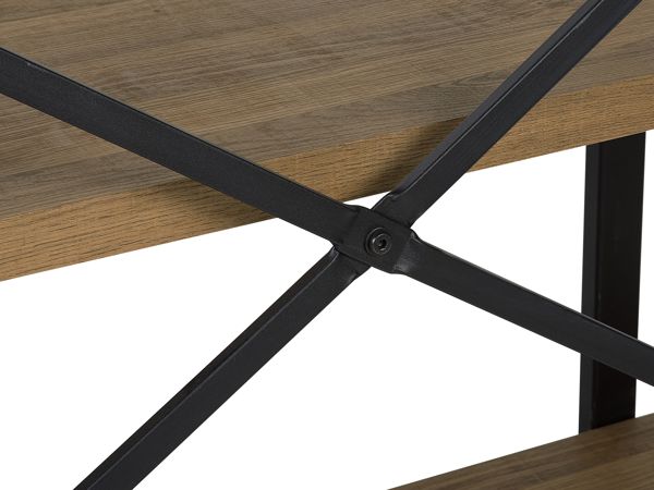 Βιβλιοθήκη Beliani Timber με 3 Ράφια, Βιομηχανικό Στυλ, Σκούρο Ξύλο και Μεταλλικό Σκελετό