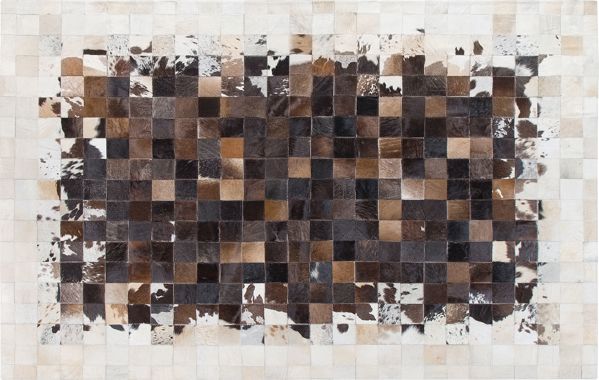 Beliani Δερμάτινο χαλί συνονθύλευμα 140 x 200 cm καφέ και μπεζ OKCULU 8497449 4251682206952