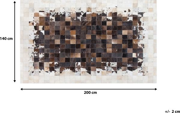 Beliani Δερμάτινο χαλί συνονθύλευμα 140 x 200 cm καφέ και μπεζ OKCULU 8497449 4251682206952