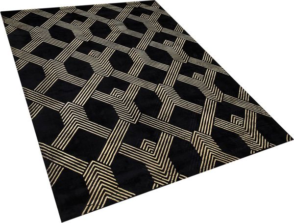 Beliani Χαλί Viscose VEKSE Με Γεωμετρικό Μοτίβο, Μαύρο, 160x230 cm