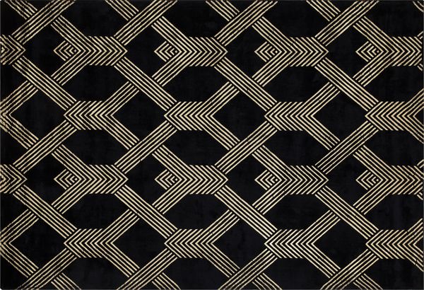 Beliani Χαλί Viscose VEKSE Με Γεωμετρικό Μοτίβο, Μαύρο, 160x230 cm