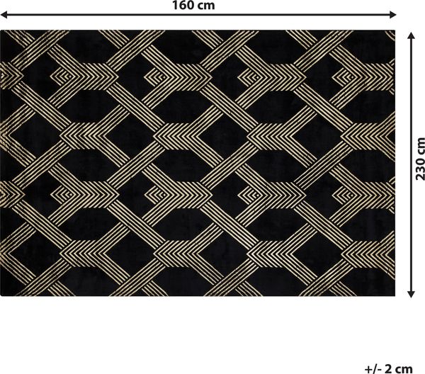Beliani Χαλί Viscose VEKSE Με Γεωμετρικό Μοτίβο, Μαύρο, 160x230 cm