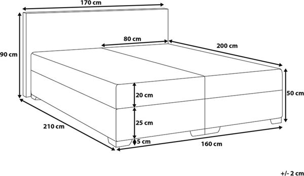 Beliani Επενδυμένο κρεβάτι continental 160 x 200 cm μαύρο PRESIDENT 8406135 4260580931385