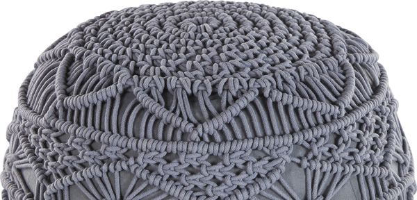 Beliani Pouf Kayseri 40cm, Υφαντό Πουφ από Βαμβάκι, Γκρι, Μοντέρνο & Boho Στυλ