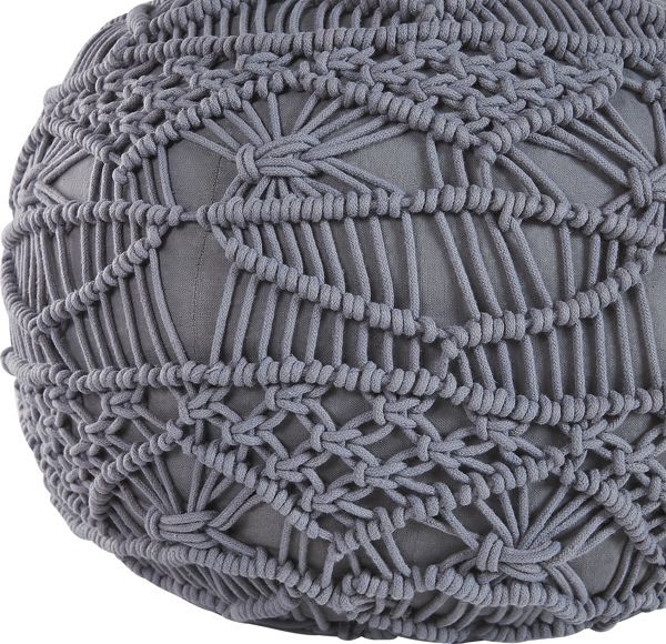 Beliani Pouf Kayseri 40cm, Υφαντό Πουφ από Βαμβάκι, Γκρι, Μοντέρνο & Boho Στυλ