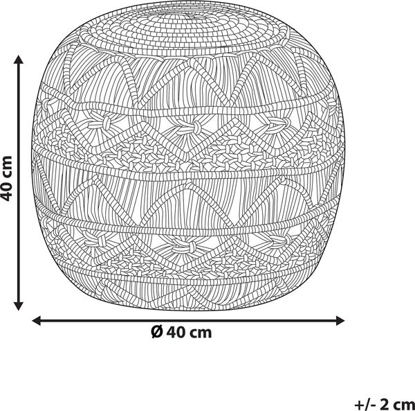 Beliani Pouf Kayseri 40cm, Υφαντό Πουφ από Βαμβάκι, Γκρι, Μοντέρνο & Boho Στυλ