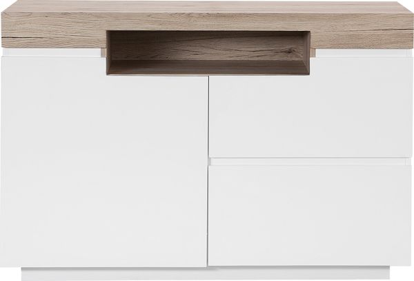 Beliani Marlin Συρταριέρα με 2 Συρτάρια, Ντουλάπι και Ράφι, Λευκή