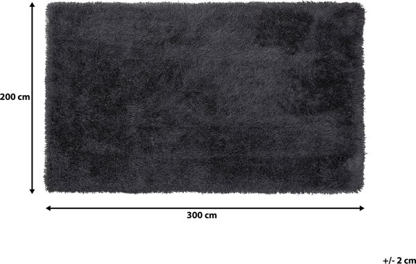 Χαλί Beliani Shaggy CIDE Μαύρο 200x300cm Ορθογώνιο από Βαμβάκι