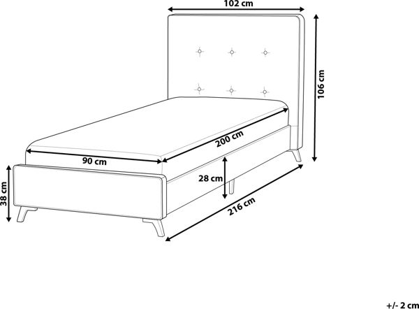 Beliani Επενδυμένο κρεβάτι 90 x 200 cm γκρι AMBASSADOR 8328180 4260624119823