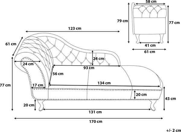 Beliani Chaise longue eco σουέτ αριστερό γκρι NIMES 8034697 4260580926244