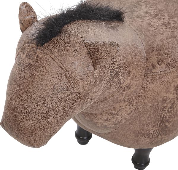 Beliani Παιδικό Πουφ Άλογο HORSE, Οικολογικό Δέρμα, Καφέ, 8033419