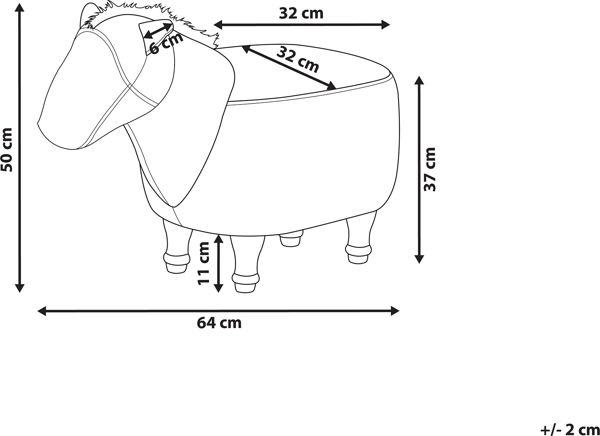 Beliani Παιδικό Πουφ Άλογο HORSE, Οικολογικό Δέρμα, Καφέ, 8033419