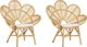 Beliani Σετ 2 Πολυθρόνες Rattan Florentine, Μπεζ με Μαξιλάρια, Σε Σχήμα Παγώνι