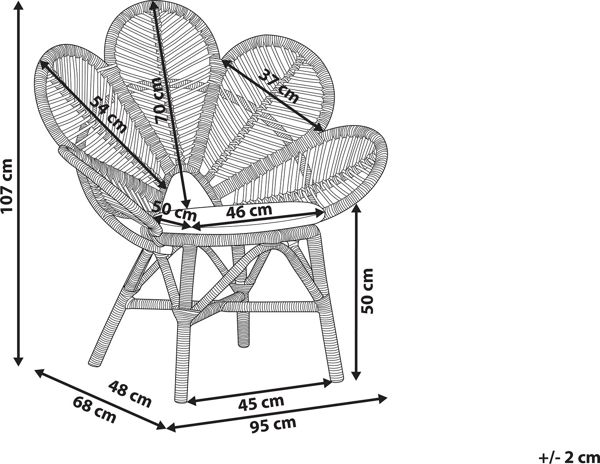 Beliani Σετ 2 Πολυθρόνες Rattan Florentine, Μπεζ με Μαξιλάρια, Σε Σχήμα Παγώνι