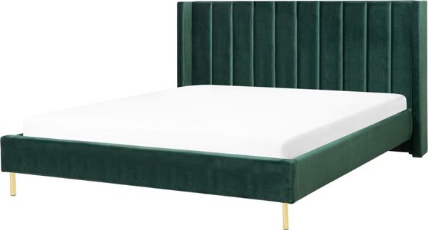 Κρεβάτι Beliani VILLETTE Βελούδινο 160x200 cm Πράσινο