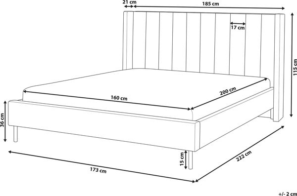 Κρεβάτι Beliani VILLETTE Βελούδινο 160x200 cm Πράσινο