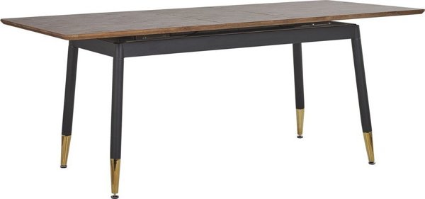 Beliani California Επεκτεινόμενη Τραπεζαρία 160/200x90cm, Σκούρο Ξύλο με Μαύρο Σκελετό