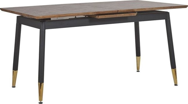 Beliani California Επεκτεινόμενη Τραπεζαρία 160/200x90cm, Σκούρο Ξύλο με Μαύρο Σκελετό