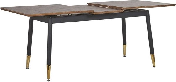 Beliani California Επεκτεινόμενη Τραπεζαρία 160/200x90cm, Σκούρο Ξύλο με Μαύρο Σκελετό