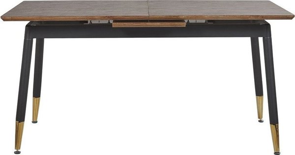 Beliani California Επεκτεινόμενη Τραπεζαρία 160/200x90cm, Σκούρο Ξύλο με Μαύρο Σκελετό