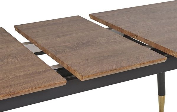 Beliani California Επεκτεινόμενη Τραπεζαρία 160/200x90cm, Σκούρο Ξύλο με Μαύρο Σκελετό