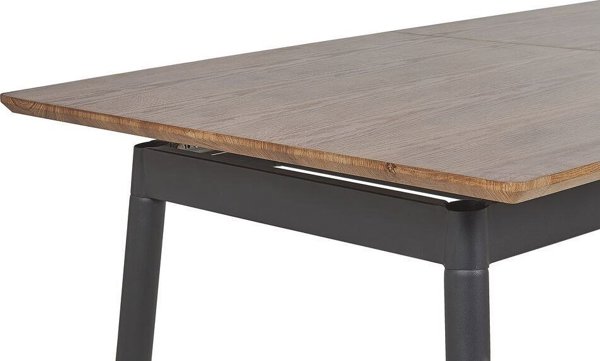 Beliani California Επεκτεινόμενη Τραπεζαρία 160/200x90cm, Σκούρο Ξύλο με Μαύρο Σκελετό