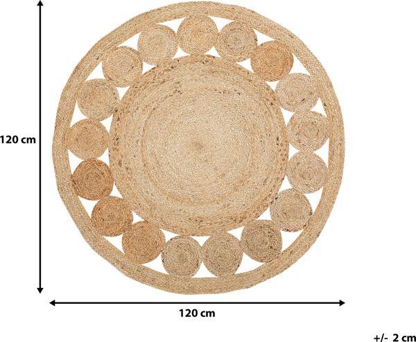 Beliani Στρογγυλό χαλί από γιούτα 120 cm μπεζ AHLAT 8497462 4251682228268