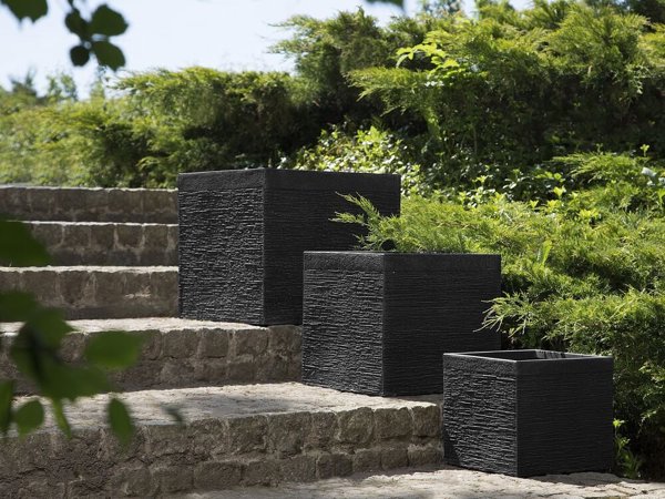 Μπελιανή Τετράγωνη γλάστρα 40 x 40 x 38 cm μαύρη ΠΑΡΟΣ 11356211 4260602372646