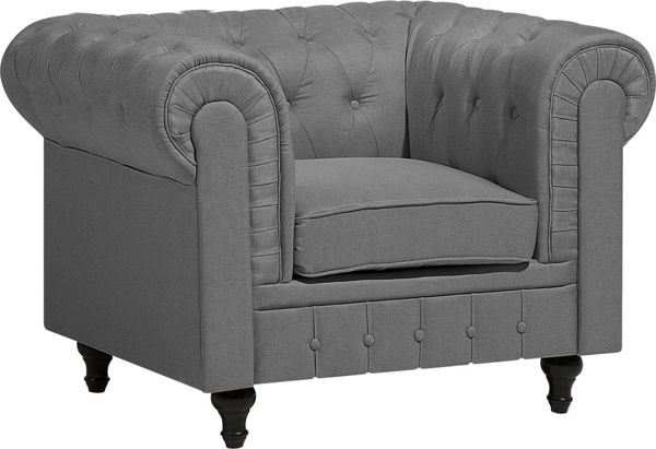 Πολυθρόνα Beliani Chesterfield, Ανοιχτό Γκρι, Ύφασμα, Κλασικό Αγγλικό Στυλ, 7984210