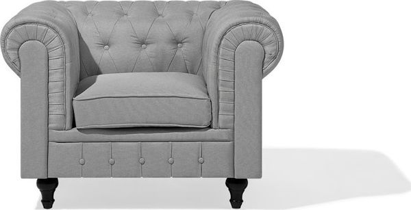 Πολυθρόνα Beliani Chesterfield, Ανοιχτό Γκρι, Ύφασμα, Κλασικό Αγγλικό Στυλ, 7984210