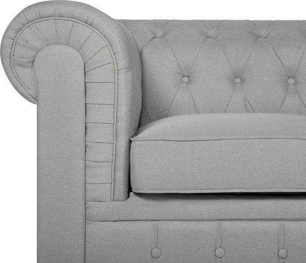Πολυθρόνα Beliani Chesterfield, Ανοιχτό Γκρι, Ύφασμα, Κλασικό Αγγλικό Στυλ, 7984210