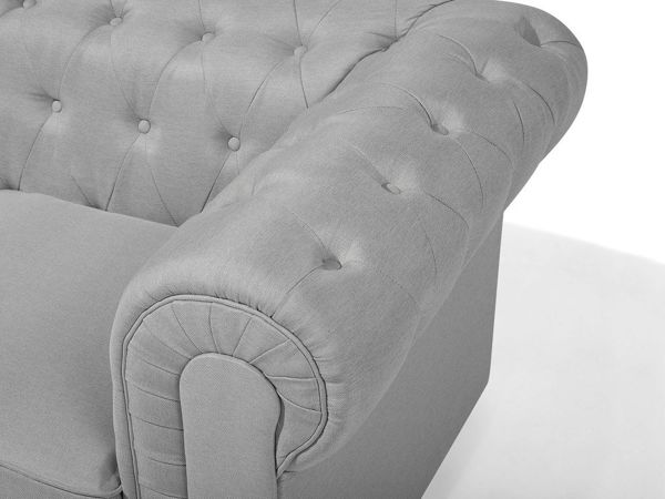 Πολυθρόνα Beliani Chesterfield, Ανοιχτό Γκρι, Ύφασμα, Κλασικό Αγγλικό Στυλ, 7984210