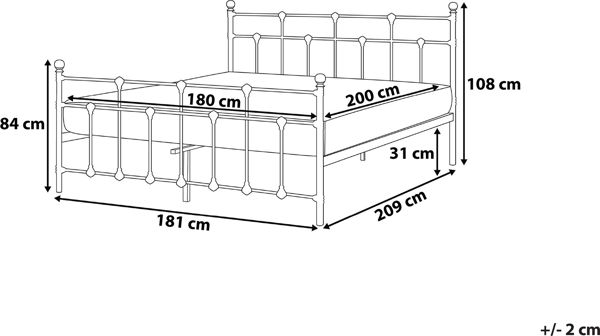Beliani Μεταλλικό κρεβάτι 180 x 200 cm μαύρο LYNX 8406130 4260580928873