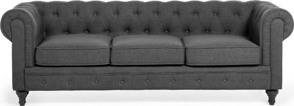 Beliani 3θέσιος καναπές γκρι CHESTERFIELD 8083374 4260580922147