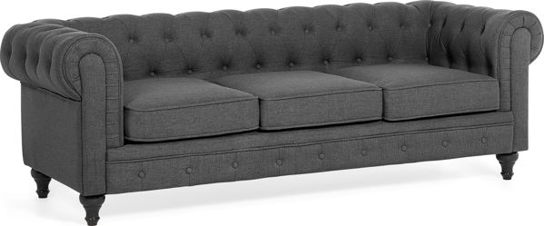 Beliani 3θέσιος καναπές γκρι CHESTERFIELD 8083374 4260580922147