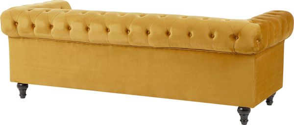 Καναπές Beliani Chesterfield 3θέσιος, Βελούδινος, Κίτρινος, 8497577