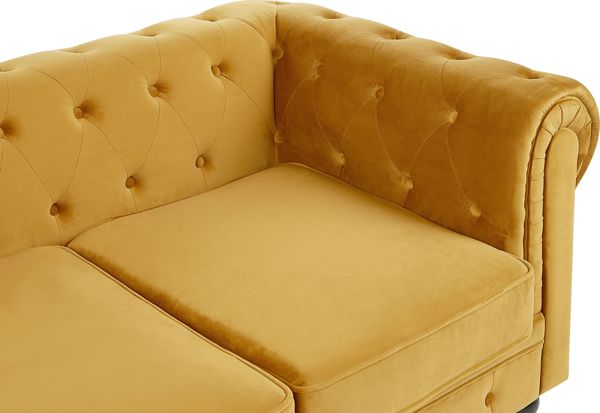 Καναπές Beliani Chesterfield 3θέσιος, Βελούδινος, Κίτρινος, 8497577
