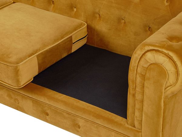 Καναπές Beliani Chesterfield 3θέσιος, Βελούδινος, Κίτρινος, 8497577
