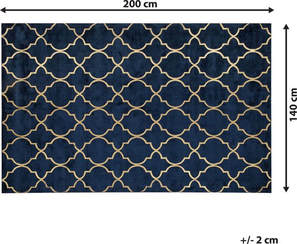 Beliani Χαλί YELKI 140x200 cm, Βισκόζης με Χρυσό Μοτίβο, Μπλε