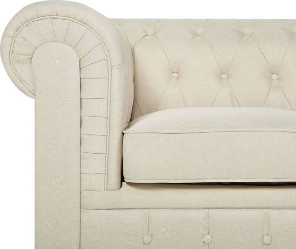 Beliani Πολυθρόνα Chesterfield Μπεζ, Κλασικό Αγγλικό Στυλ με Καπιτονέ Λεπτομέρειες